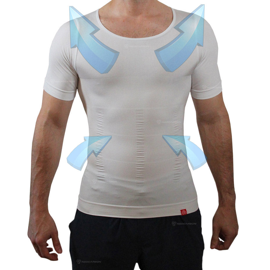 Shapewear Shirt for Men | Buy Posture Shirts Online | Slimming T Shirts Sale | Order White Half Sleeve T Shirt | Neocarbon